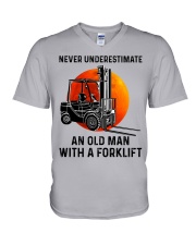 Never Underestimate An Old Man With A Forklift V-Neck T-Shirt tile