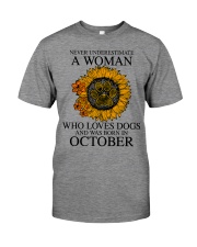 A Woman Who Loves Dogs And Was Born In Octorber Premium Fit Mens Tee tile