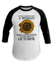 A Woman Who Loves Dogs And Was Born In Octorber Baseball Tee tile