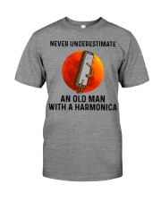 Never Underestimate An Old Man With A Harmonica Premium Fit Mens Tee tile