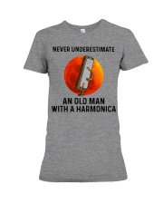 Never Underestimate An Old Man With A Harmonica Premium Fit Ladies Tee tile