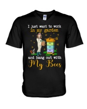 I Just Want To Work In My Garden And My Bees V-Neck T-Shirt tile