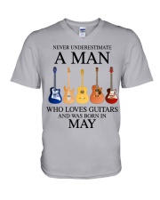 A Man Who Loves Guitar And Was Born In May V-Neck T-Shirt tile