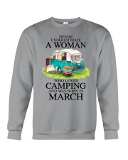 A Woman Who Loves Camping And Was Born In March Crewneck Sweatshirt tile