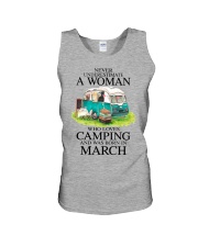 A Woman Who Loves Camping And Was Born In March Unisex Tank tile