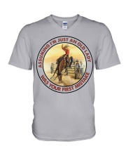 Assuming I'm An Old Lady Was Your First Mistake V-Neck T-Shirt tile