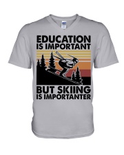 Education Is Important - But Skiing Is Importanter V-Neck T-Shirt tile