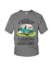 A Woman Who Loves Camping And Was Born In January Youth T-Shirt tile