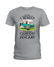 A Woman Who Loves Camping And Was Born In January Ladies T-Shirt front