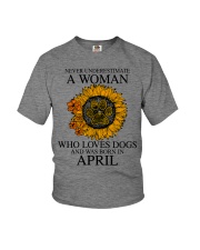 A Woman Who Loves Dogs And Was Born In April Youth T-Shirt tile