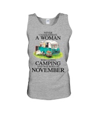 A Woman Who Loves Camping And Was Born In November Unisex Tank tile