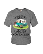 A Woman Who Loves Camping And Was Born In November Youth T-Shirt tile