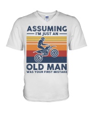 Assuming Im Just an Old Man Was Your First Mistake V-Neck T-Shirt tile