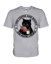 I Like Coffee And Books - And Maybe 3 People V-Neck T-Shirt tile