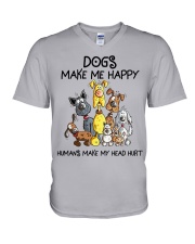 Dogs Make Me Happy - Humans Make My Head Hurt V-Neck T-Shirt tile