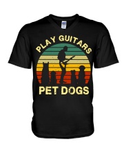 Play Guitars Pet Dogs V-Neck T-Shirt tile