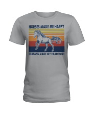 Horses Make Me Happy - Humans Make My Head Hurt Ladies T-Shirt tile