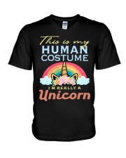 This Is My Human Costume - I'm Really A Unicorn V-Neck T-Shirt tile