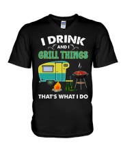 I Drink And Grill V-Neck T-Shirt tile