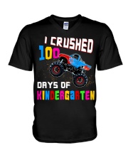 I Crushed 100 Days Of Kindergarten V-Neck T-Shirt tile
