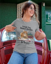 Drink Tea Read Books - Be Happy Ladies T-Shirt apparel-ladies-t-shirt-lifestyle-01