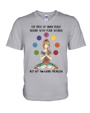 The Path Of Inner Peace Begins With Four Words V-Neck T-Shirt tile
