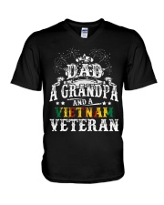 Vietnam Dad Grandpa Veteran V-Neck T-Shirt tile