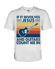 If It Involves Jesus And Guitars Count Me In V-Neck T-Shirt tile