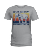 Elephants Make Me Happy - Humans Make My Head Hurt Ladies T-Shirt tile