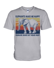 Elephants Make Me Happy - Humans Make My Head Hurt V-Neck T-Shirt tile
