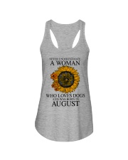 A Woman Who Loves Dogs And Was Born In August Ladies Flowy Tank tile