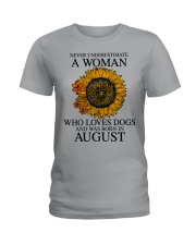 A Woman Who Loves Dogs And Was Born In August Ladies T-Shirt front
