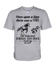 A Girl Who Really Loved Horses And Dogs V-Neck T-Shirt tile