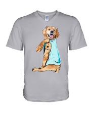 Golden Retriever - I Love Dad V-Neck T-Shirt tile