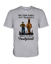 There Always Be A Hoofprint Next To My Footprint V-Neck T-Shirt tile