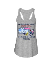 A Woman Needs A Camper And A Dog On Wine Ladies Flowy Tank tile