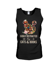 Easily Distracted Cats And Books Unisex Tank tile