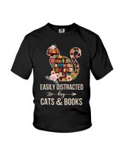 Easily Distracted Cats And Books Youth T-Shirt tile