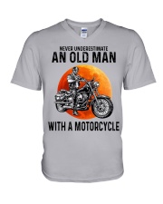 Never Underestimate An Old Man With A Motorcycle V-Neck T-Shirt tile