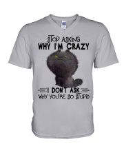 Stop Asking Why I'm Crazy V-Neck T-Shirt tile