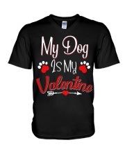 My Dog Is My Valentine V-Neck T-Shirt tile
