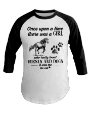 A Girl Who Loves Horses And Dogs Baseball Tee tile