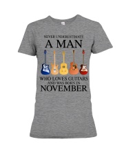 A Man Who Loves Guitar And Was Born In November Premium Fit Ladies Tee tile