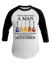 A Man Who Loves Guitar And Was Born In November Baseball Tee tile