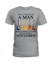 A Man Who Loves Guitar And Was Born In November Ladies T-Shirt tile