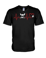 Heart Beat Dog V-Neck T-Shirt tile