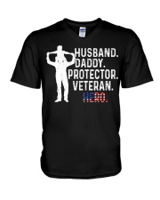 Veteran Hero Husband Daddy V-Neck T-Shirt tile