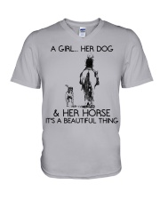 A Girl - Her Dog Her Horse - It's Beautiful Thing V-Neck T-Shirt tile