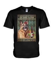 Woman Needs A German Shepherd On Wine V-Neck T-Shirt tile