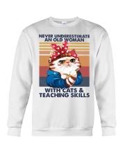 An Old Woman With Cats And Teaching Skills Crewneck Sweatshirt tile